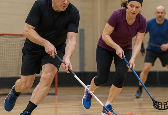 Scène illustrant l'unihockey